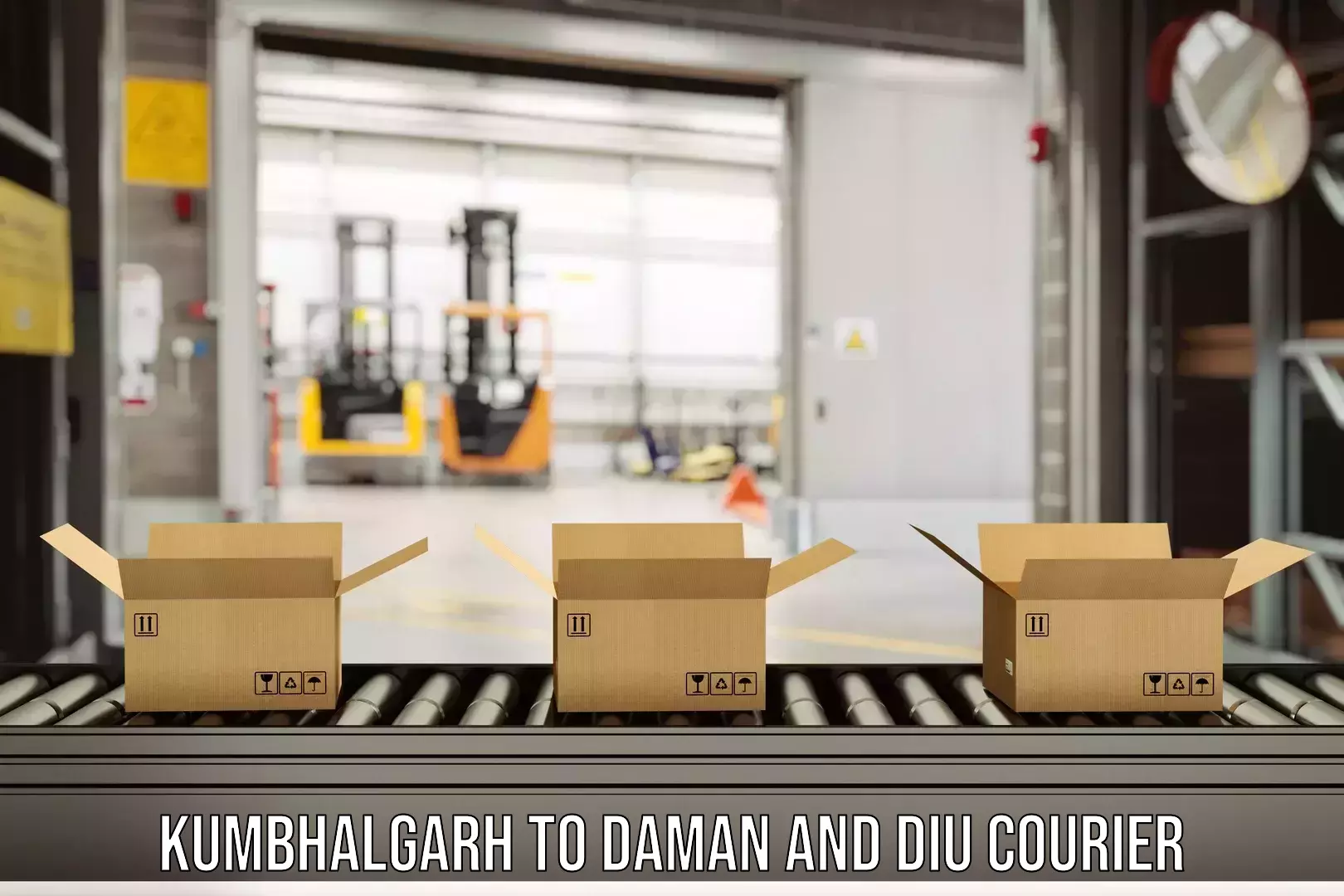 Affordable parcel rates in Kumbhalgarh to Daman and Diu