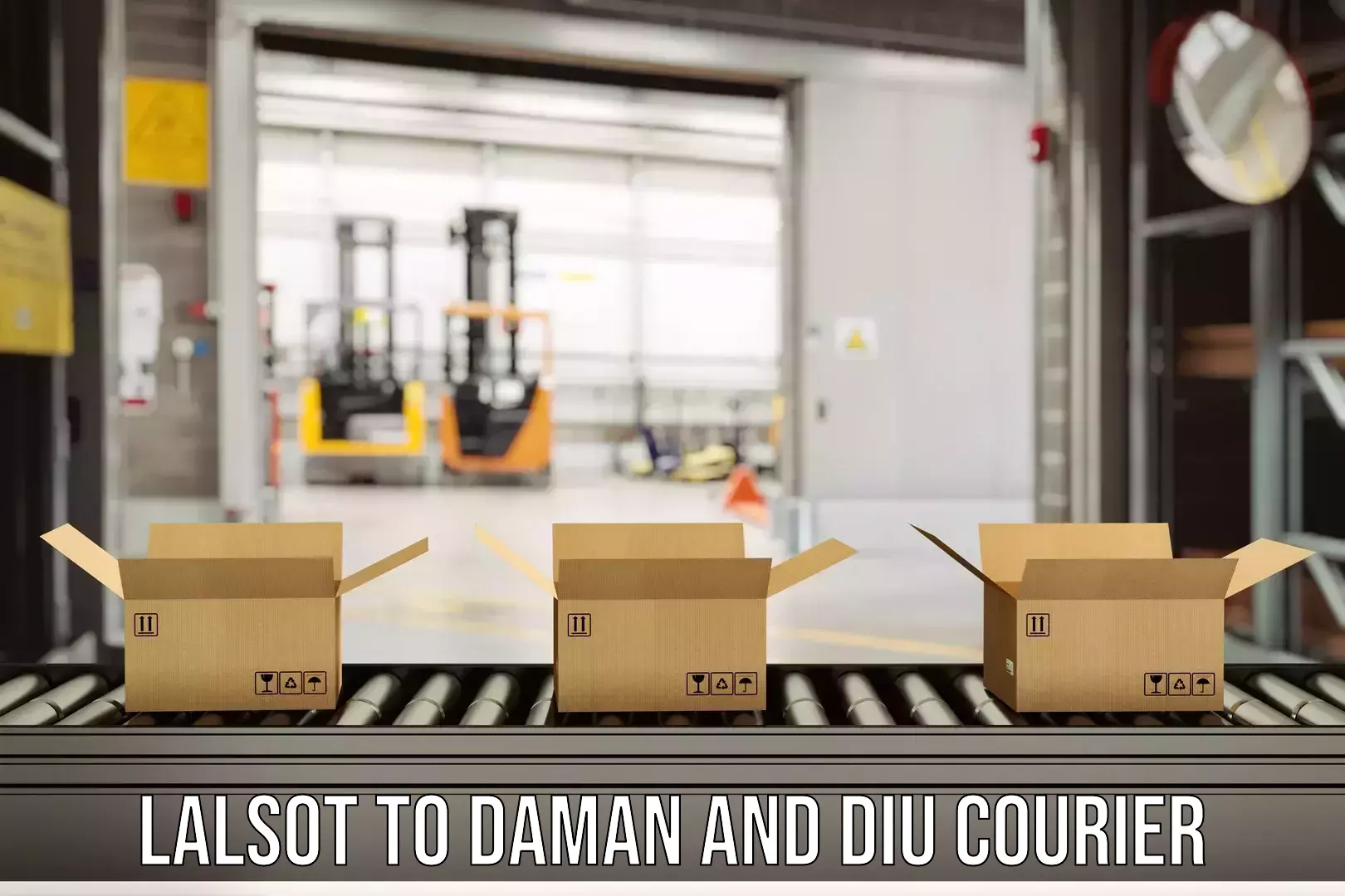 Full-service courier options Lalsot to Daman and Diu