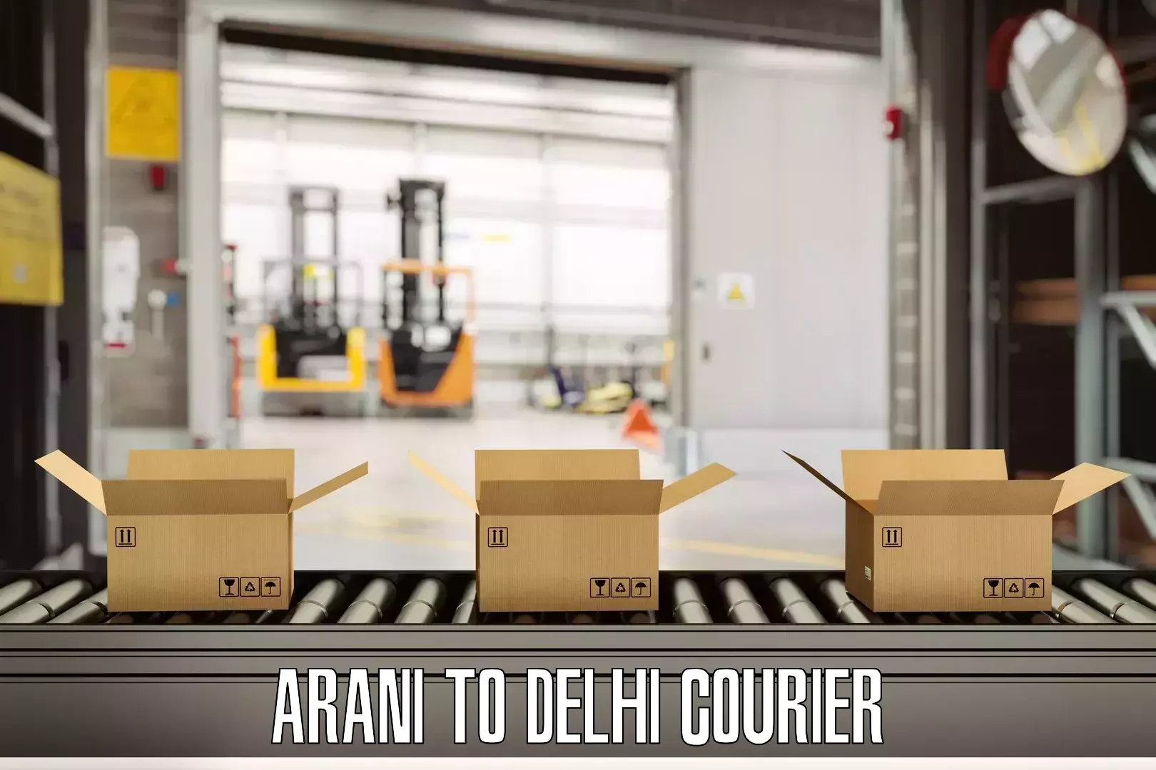 Door to door luggage delivery Arani to East Delhi
