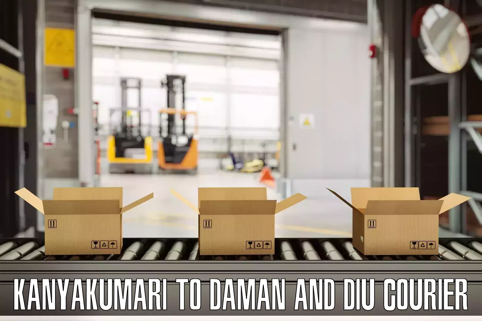 Baggage shipping rates calculator Kanyakumari to Daman and Diu