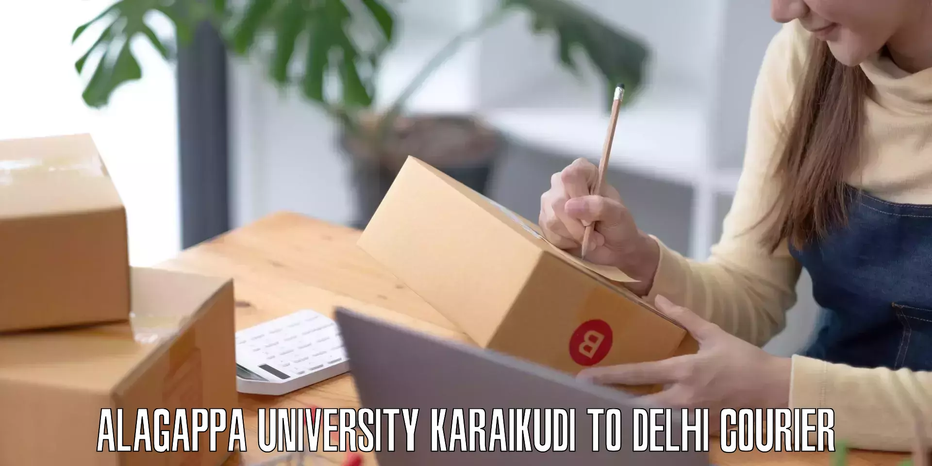 Baggage delivery estimate Alagappa University Karaikudi to University of Delhi