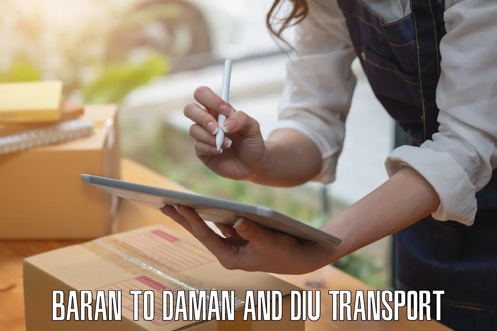 Furniture transport service Baran to Daman and Diu